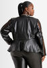 Faux Leather & Mesh Peplum Jacket, Black image number 1