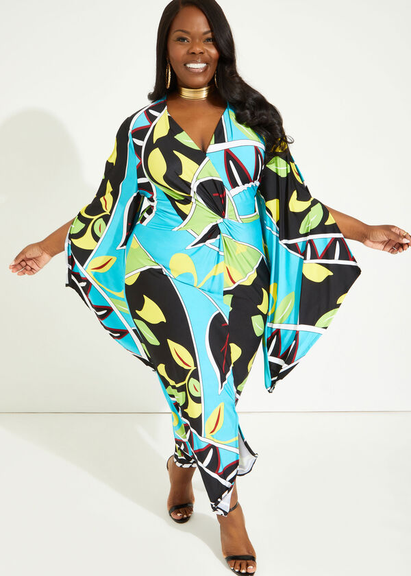 Split Sleeve Printed Maxi Dress, Multi image number 2
