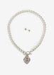 Heart Toggle Necklace & Stud Set, Silver image number 0