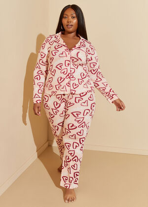 Bebe Hearts Pajamas Set, Light Pink image number 0