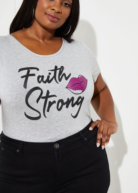 Faith Strong Graphic Tee, Heather Grey image number 2