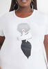 Faux Fur Embellished Graphic Tee, White image number 2