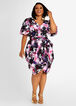 Abstract Puff Sleeve Tulip Dress, Multi image number 0