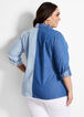 Two Tone Denim Button Up Top, Denim image number 1
