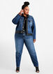 Denim & Faux Leather Jeans, Dk Rinse image number 2