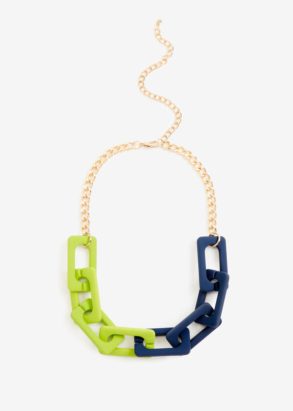 Square Link & Chain Necklace, Multi image number 1
