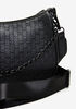 Embossed Faux Leather Shoulder Bag, Black image number 3