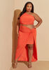 Knotted Split Maxi Skirt, SPICY ORANGE image number 0