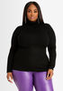 Lurex Rib Knit Turtleneck Sweater, Black image number 0