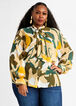 Camo Floral Tie Neck Blouse, Olive Night image number 2