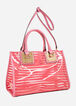 Striped Clear Satchel Handbag, Pink Carnation image number 2