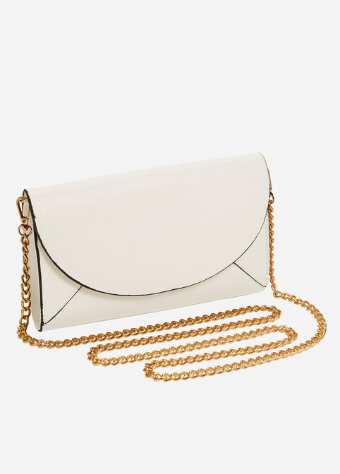 Faux Leather Convertible Clutch, White image number 0