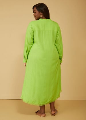 Sequined Slub Woven Shirtdress, Jade Lime image number 1