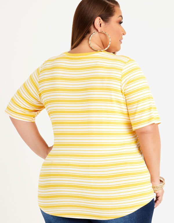 Striped Basic Stretch Jersey Tee, Solar Power image number 1