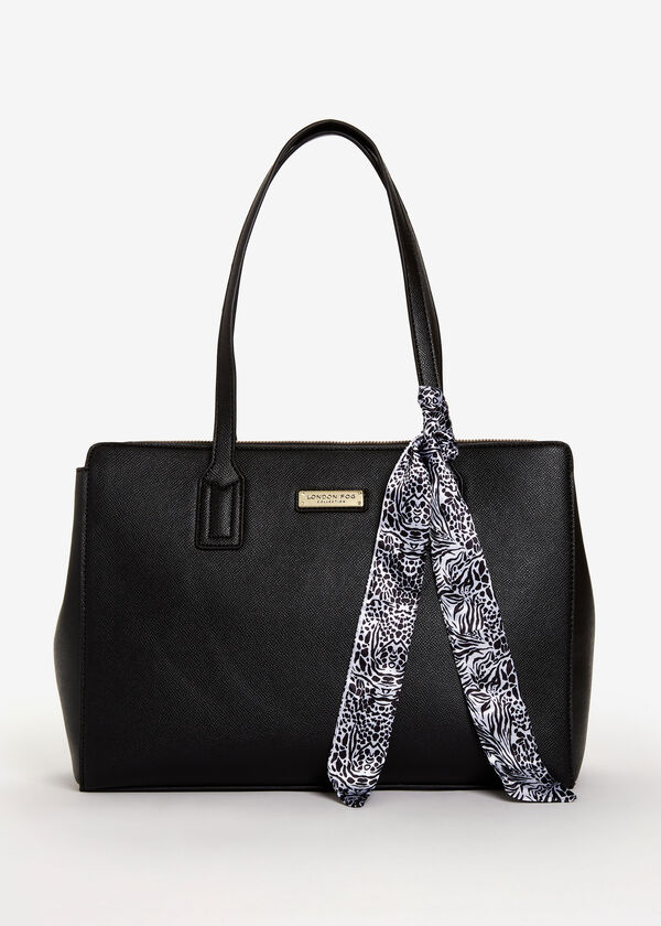 Trendy Designer London Fog Montana Satchel Luxe Faux Leather Scarf Bag