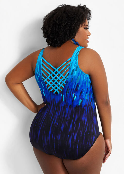 Longitude Waterfall Ombre One Piece, Blue image number 1