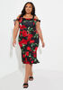Knotted Floral Bodycon Dress, Black Combo image number 4