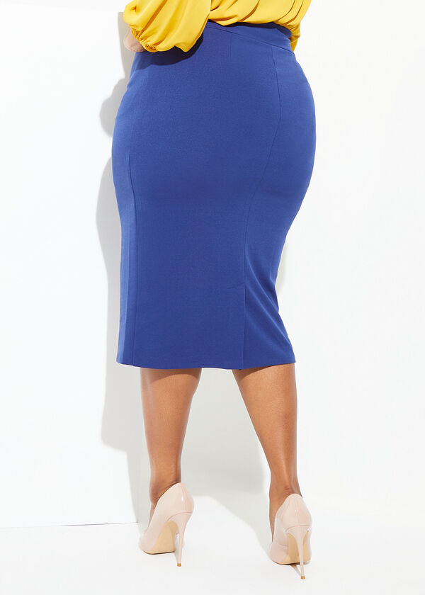 Stretch Crepe Midi Skirt, Blueprint image number 1