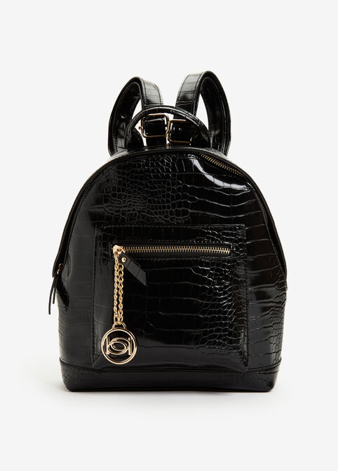 Trendy Designer Bebe Rena Small Croco Backpack Chic Handbag image number 0