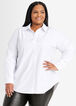 Rhinestone Cotton Tunic Button Up, White image number 0