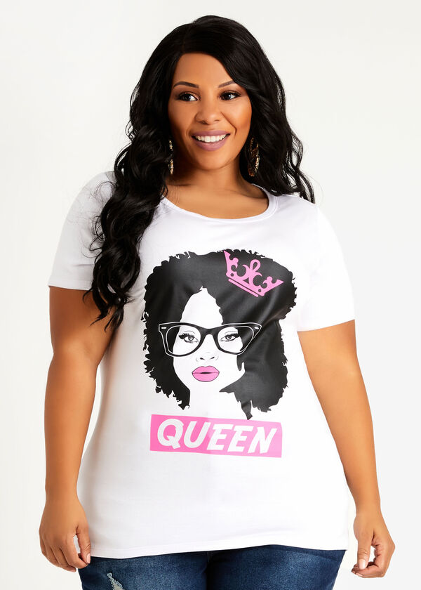 Queen Colorblock Graphic Tee, White image number 0