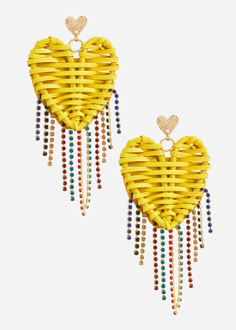 Heart Drop Chandelier Earrings, Multi image number 0