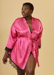 Lace Trimmed Robe And Shorts Set, Pink image number 2