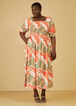 Brushstroke Linen Blend Maxi Dress, LIVING CORAL image number 3