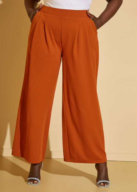 Pleated Wide Leg Trousers, Umber image number 2