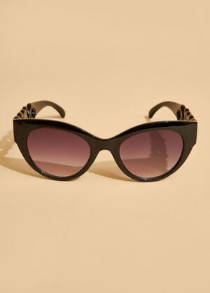 Chain Link Round Sunglasses, Black image number 1