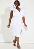 Puff Sleeved Midi Sheath Dress, White image number 2