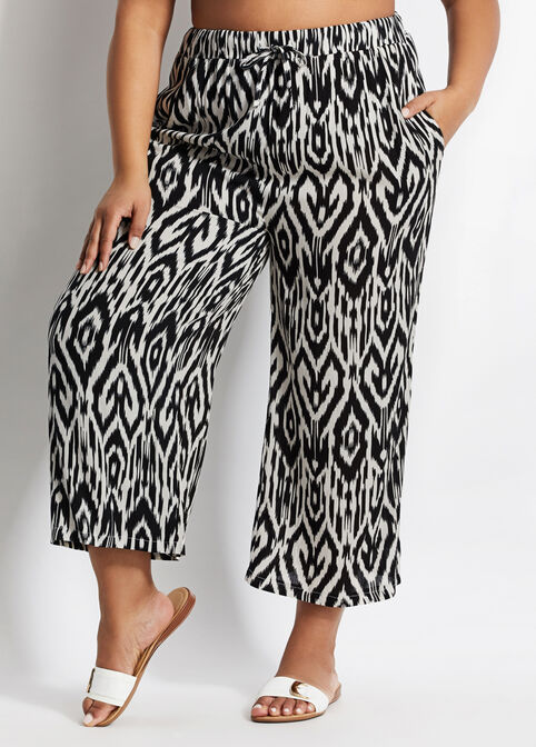 Abstract Wide Leg Pant, Black White image number 0