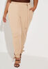 Knotted Stretch Crepe Joggers, Tan image number 0