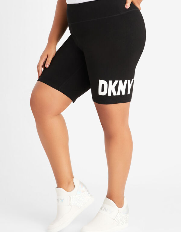 DKNY SPORT Logo Biker Shorts, Black White image number 0