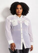 Sheer Gauze & Denim Button Up Top, White image number 2