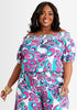 Abstract Smocked Peasant Top, Fandango Pink image number 0