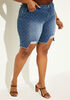 Textured Distressed Denim Shorts, Medium Blue image number 2