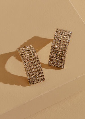 Pave Crystal Gold Tone Earrings, Gold image number 0