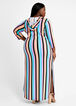 Stripe Lace Up Hoodie Dress, Multi image number 1