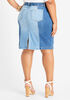 Colorblock Denim Pencil Skirt, Medium Blue image number 1