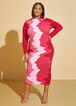 Abstract Midaxi Bodycon Dress, Pink Peacock image number 0