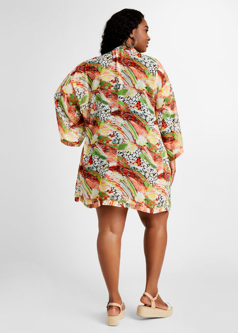 Dalin Printed Kimono Cover Up, Orange image number 1
