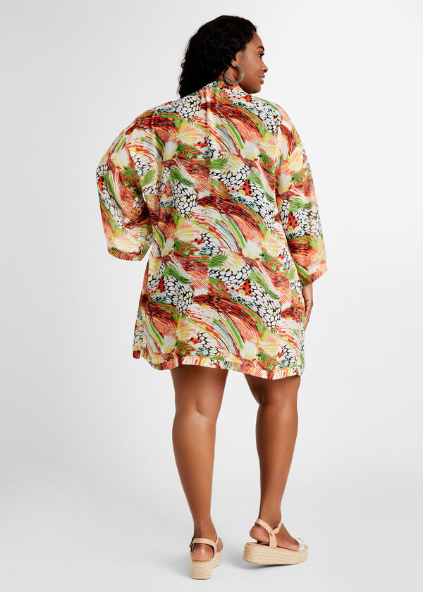 Dalin Printed Kimono Cover Up, Orange image number 1