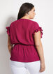 Belted Ruffled Sleeve Blouse, Raspberry Radiance image number 1