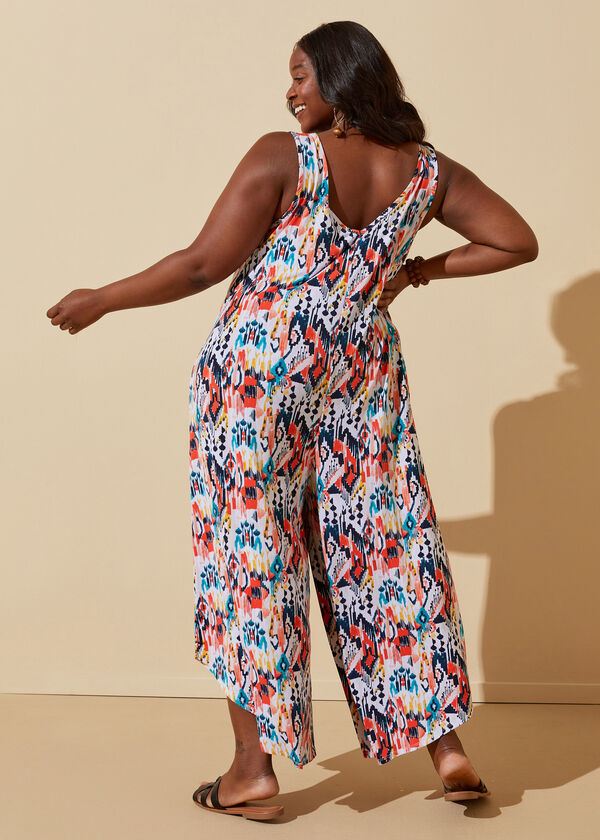 Ikat Print Embellished Jumpsuit, Multi image number 1