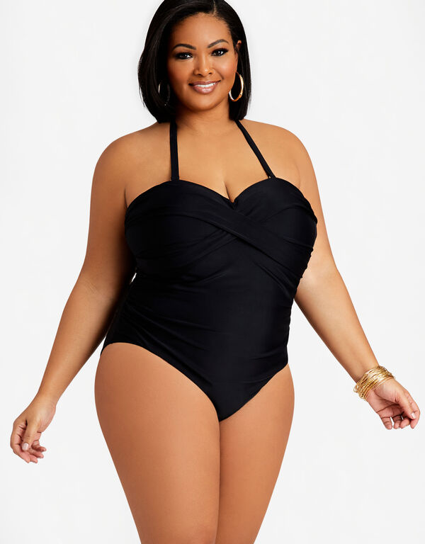 Nicole Miller Bandeau Swimsuit, Black image number 0