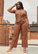 Plus Size Faux Leather High Waist Stretch Straight Leg Trouser Pants image number 0