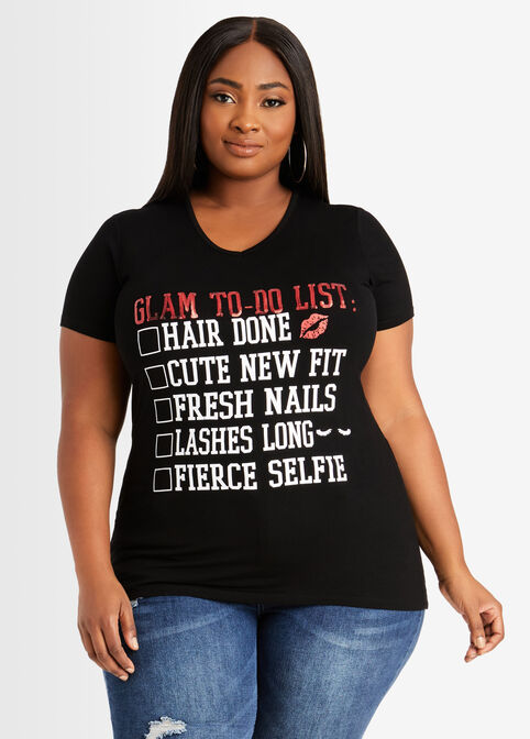 Glam To Do List Graphic Tee, Black image number 0