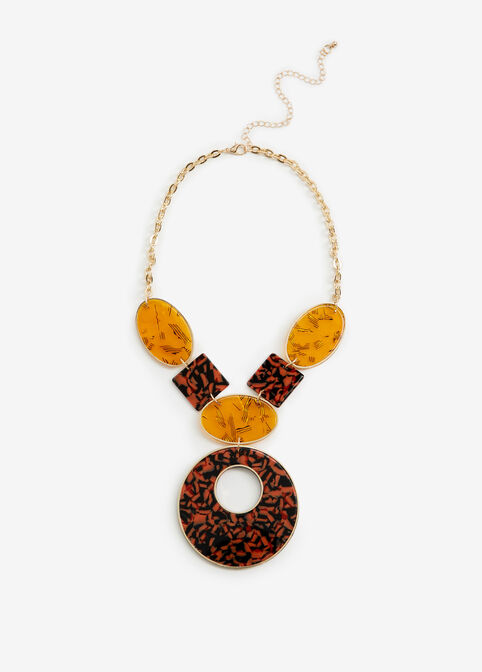 Stone & Resin Pendant Necklace, Marmalade image number 0