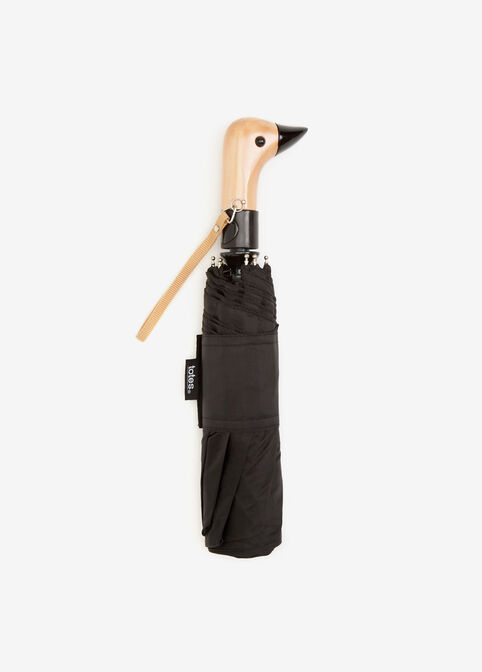 Totes Duck Handle Auto Umbrella, Black image number 1